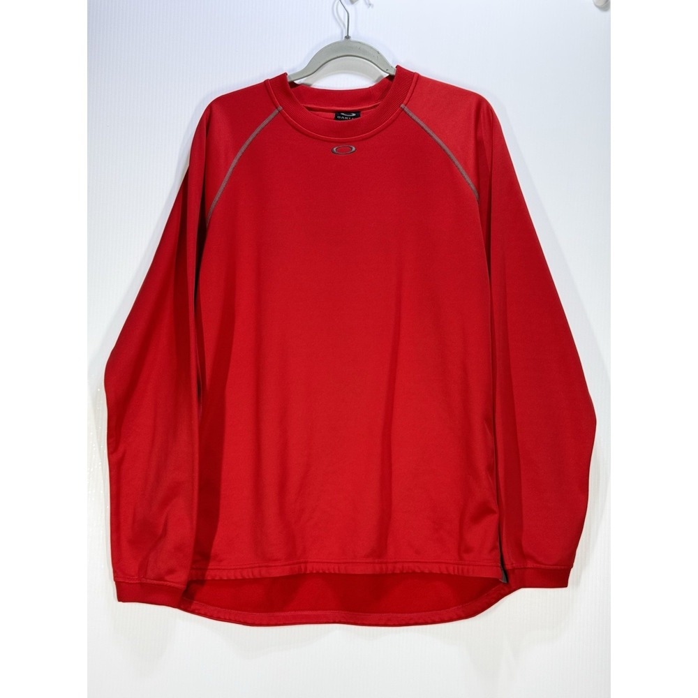 Men's Vintage 90's Y2K Oakley Software Center Logo Red Long Sleeve T-Shirt Sz L - Picture 1 of 10